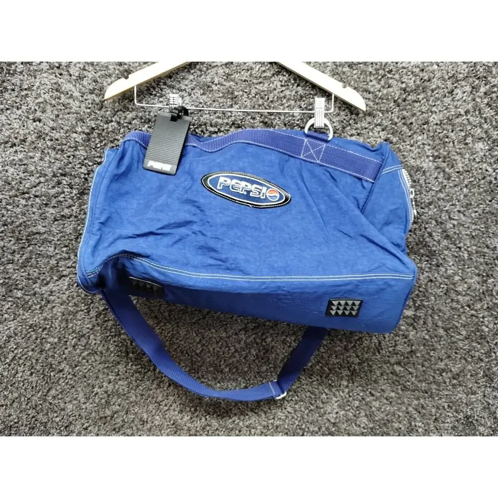 Vintage 1990s Pepsi Co Handled Large‎ Duffle Bag Blue Y2k Advertisement Gym